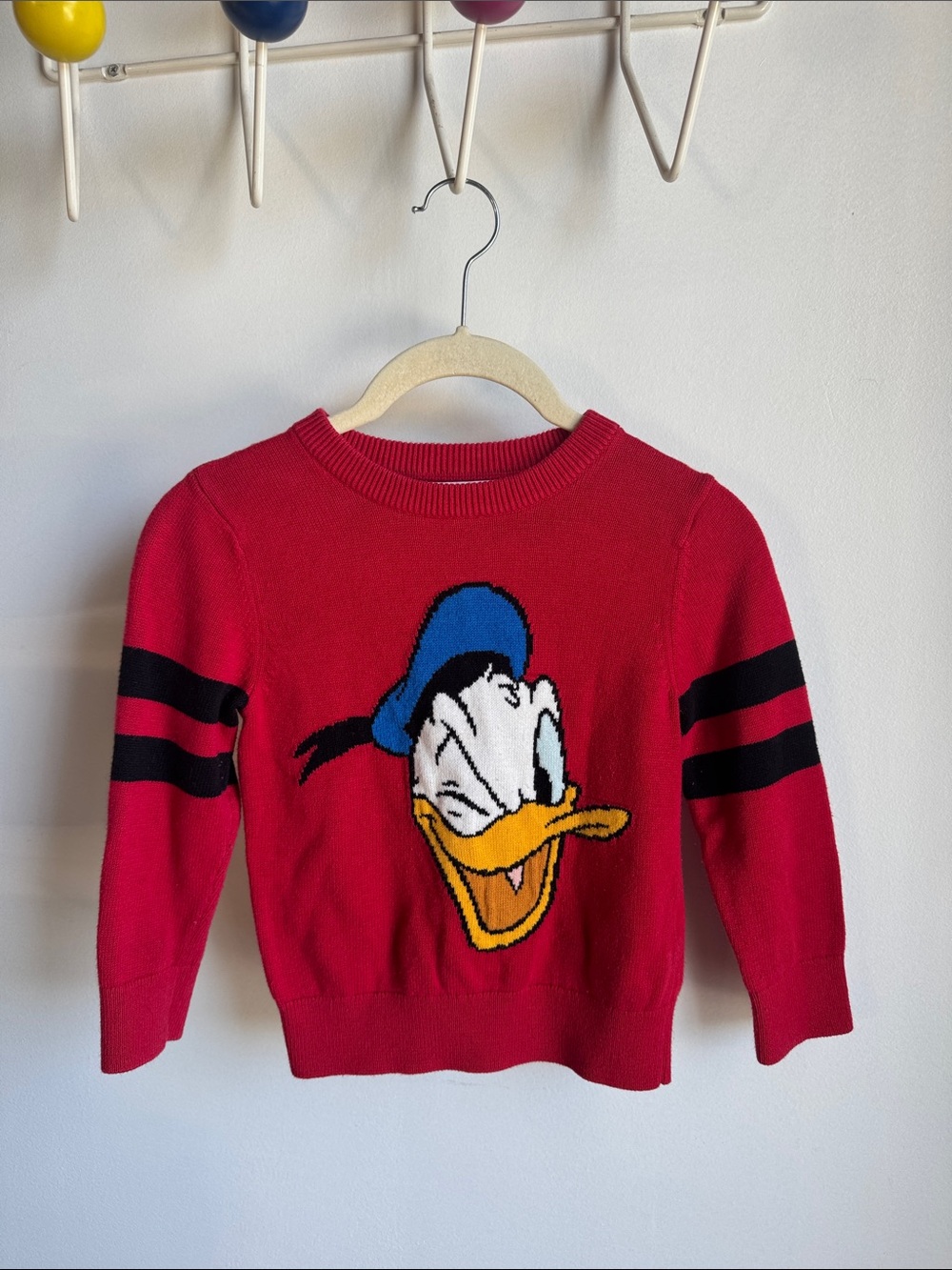 GAP Red Donald Duck Knit Sweater with Blue Accent